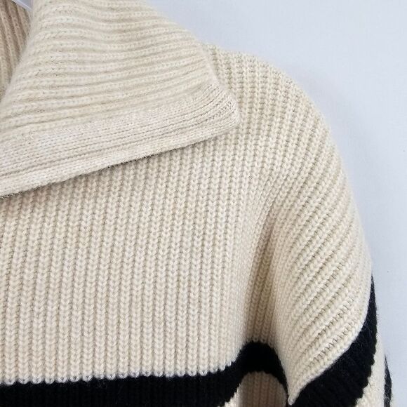 H&M Rib Kint Half Zip Sweater in Cream Striped - Size S - Picture 4 of 10
